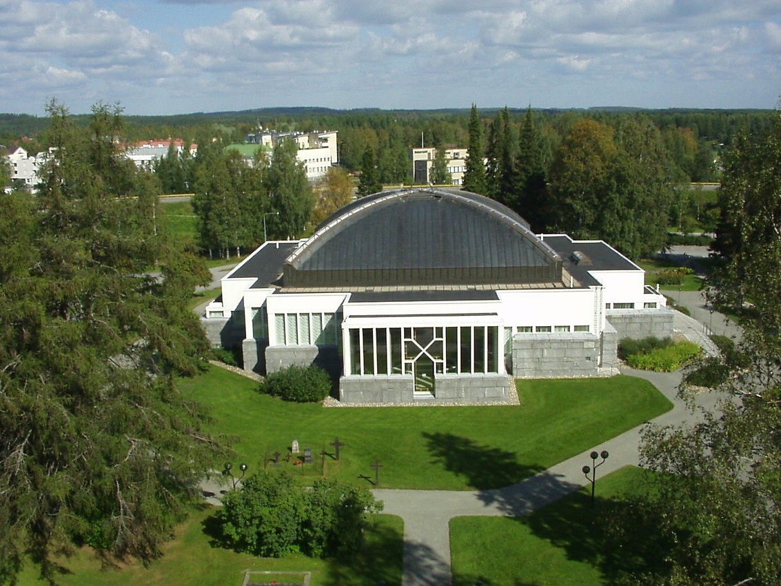 Lieksan kirkko kellotapulista ylähorisontista kuvattuna