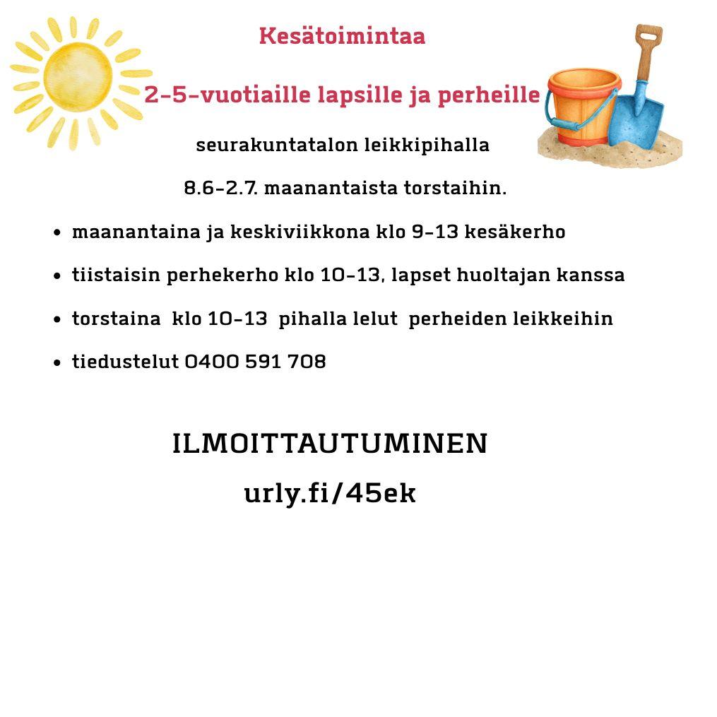 kesäkerhoon ilmoittautuminen oheisesta linkistä